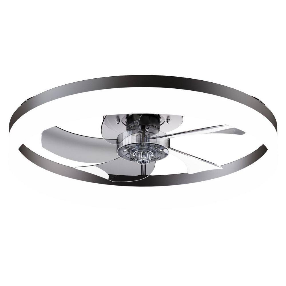 19.7 in. Smart Black Low Profile Flush Mount Ceiling Fan with Dimmable Integrated LED and Remote Included price history on PriceWatchPro
