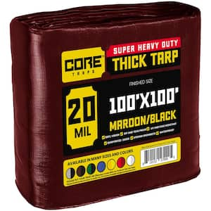 Maroon 20 Mil Heavy Duty Polyethylene Tarp, Waterproof, UV Resistant, Rip and Tear Proof