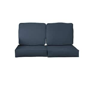 27 in. x 30 in. x 5 in. (4-Piece) Deep Seating Outdoor Loveseat Cushion in Sunbrella Revive Indigo