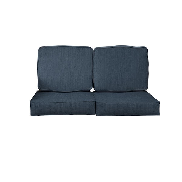 SORRA HOME 27 in. x 30 in. x 5 in. (4-Piece) Deep Seating Outdoor Loveseat Cushion in Sunbrella Revive Indigo