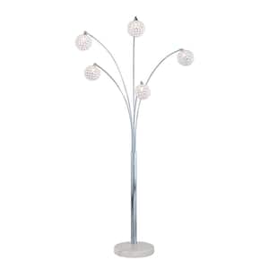 Manhattan 84 in. Handcrafted Crystal Arched Floor Lamp With Marble Base, Chrome
