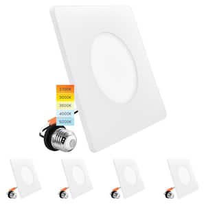 3-4 in. Square Integrated LED Flush Mount & Recessed Light, 7.5W, 5CCT, 650LM, Dimmable, J-Box or 4 in. Housing (4-Pack)