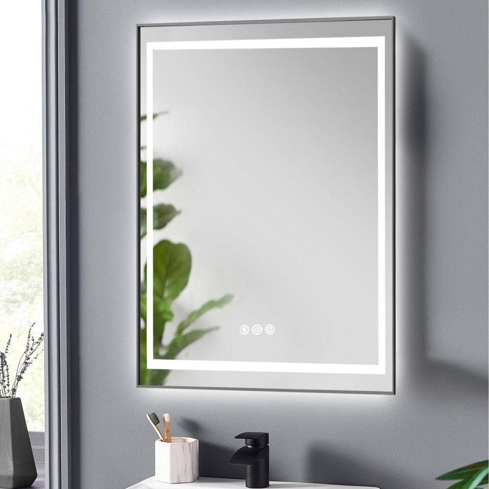 20 in. W x 28 in. H Rectangular Aluminum Framed Backlit and Front Light LED Wall Bathroom Vanity Mirror in Gun Grey price history on PriceWatchPro