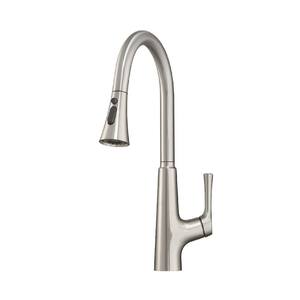 Single-Handle Pull-Down Sprayer Kitchen Faucet with 3 setting modes in Brushed nickle