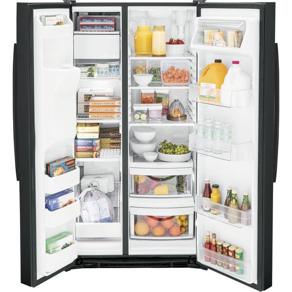 ge 25.3 cu ft side by side refrigerator in black