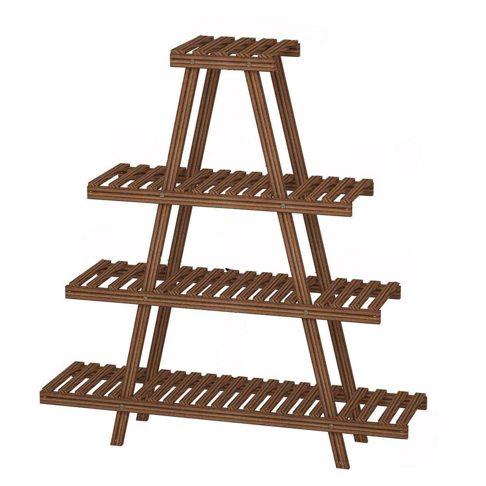 40.9 in. x 40.9 in. x 9.8 in. Indoor/Outdoor Brown Wood Plant Stand 4-Tier price history on PriceWatchPro