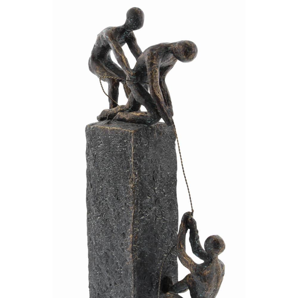 Industrial Gray Polystone Climbing Figures Sculpture 7" x 17"