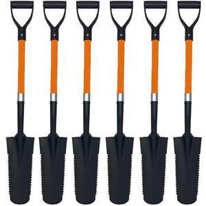 27 in. Fiberglass Handle Short Handle Drain Shape Teeth Shovel, D-Grip with Heavy-Duty Metal Blade Shovel (6-Pack)