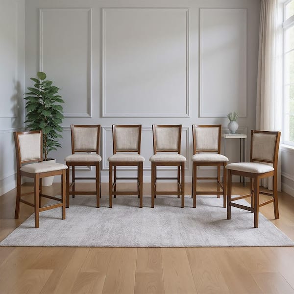 New Classic Furniture Amy Cherry Polyester Fabric Counter Chair (Set of 6)