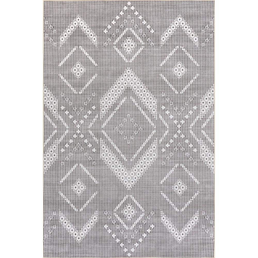 nuLOOM Carlita Machine Washable Light Gray 5 ft. x 8 ft. Tribal  Indoor/Outdoor Area Rug BIFR13A-508 - The Home Depot