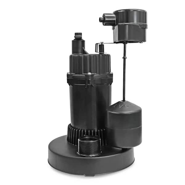 PLUMBFLEX Heavy Duty Submersible 1/2 hp. Sump Pump Kit with Float Switch, Check Valve, and Torque Wrench, Black, 4 Piece