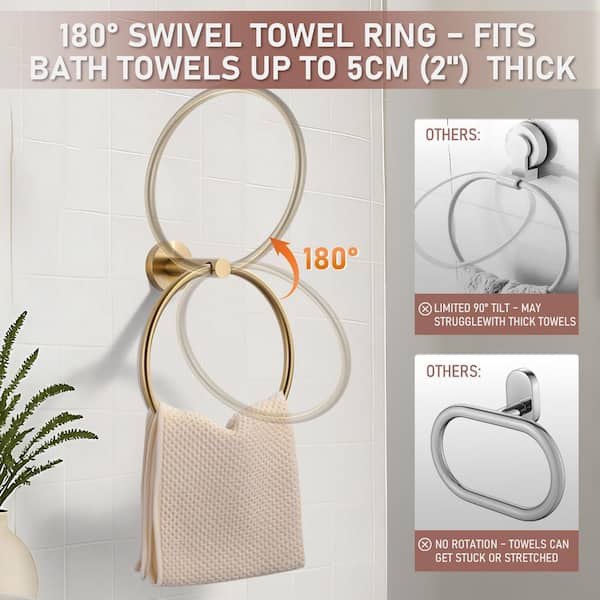 Towel Holder For Bathroom Wall Silver Towel Ring SUS304 Stainless Steel Hand Towel Holder 3 Packs Towel Hanger For Bathroom Drill Hole Towel Holder For Bathroom Wall Silver Towel Ring SUS304 Stainless Steel Hand Towel Holder 3 Packs Towel Hanger For Bathroom Drill Hole