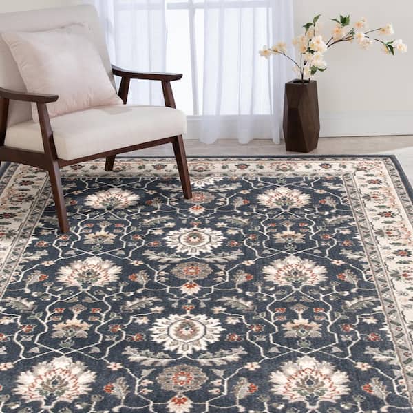 Stratford Adian Blue/Alabaster 5 ft. x 8 ft. Traditional Polypropylene Area Rug