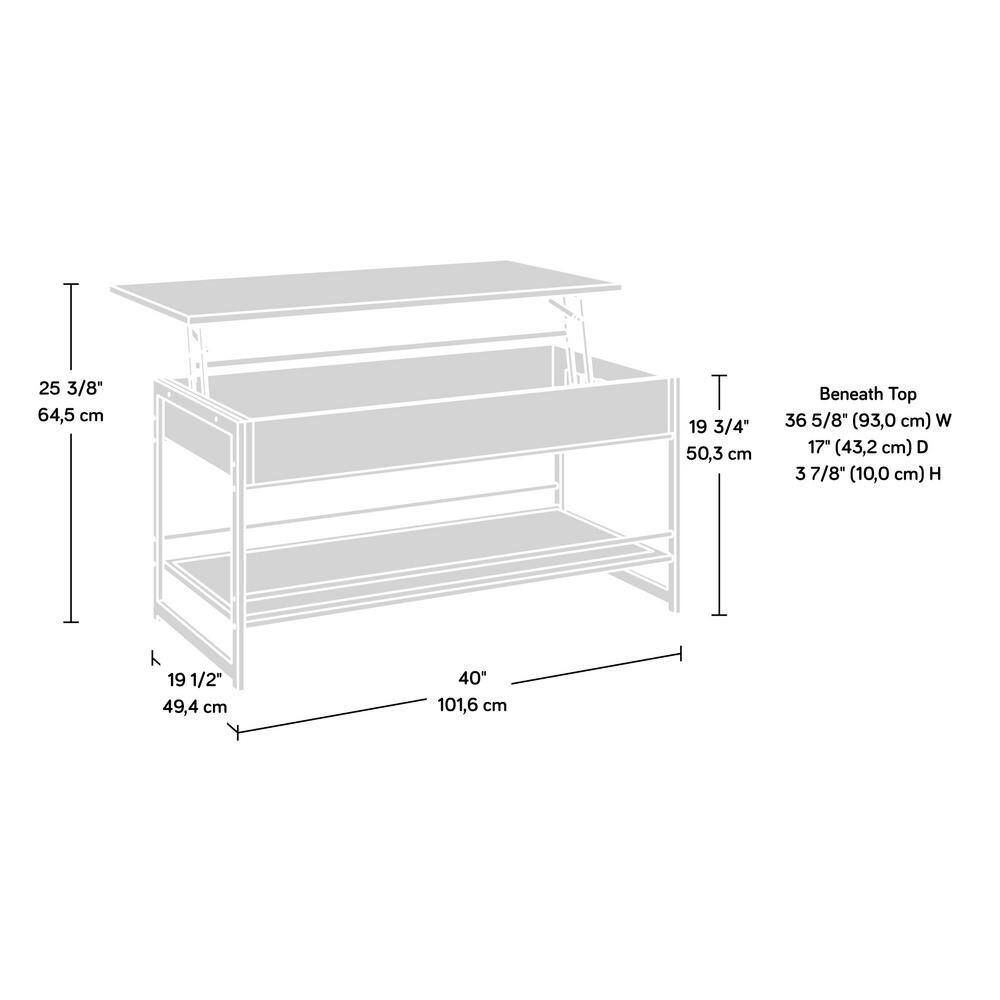 Medium Oak and Metal Lift-Top Coffee Table with Storage