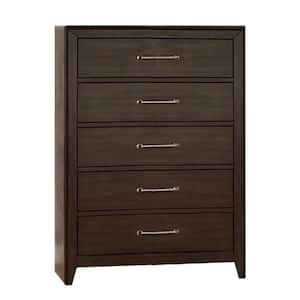 16.5 in. Brown 5-Drawer Wooden Chest of Drawers