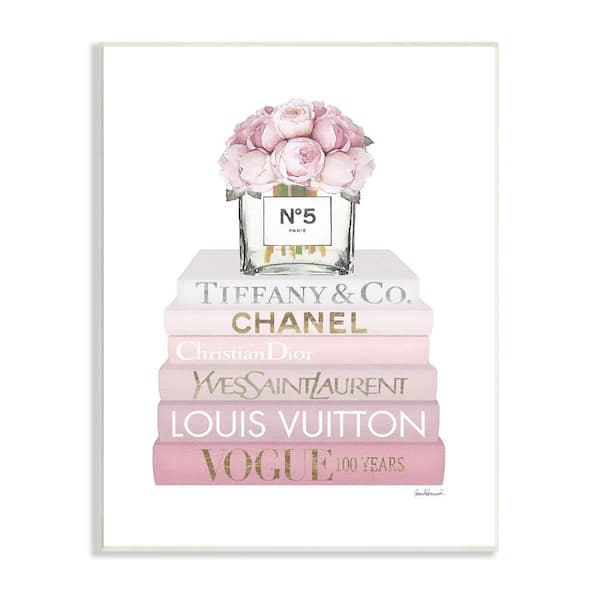 Stupell Industries Pink Rose Bouquet Fashion Style Bookstack By Amanda Greenwood Unframed Print Abstract Wall Art 13 in. x 19 in.