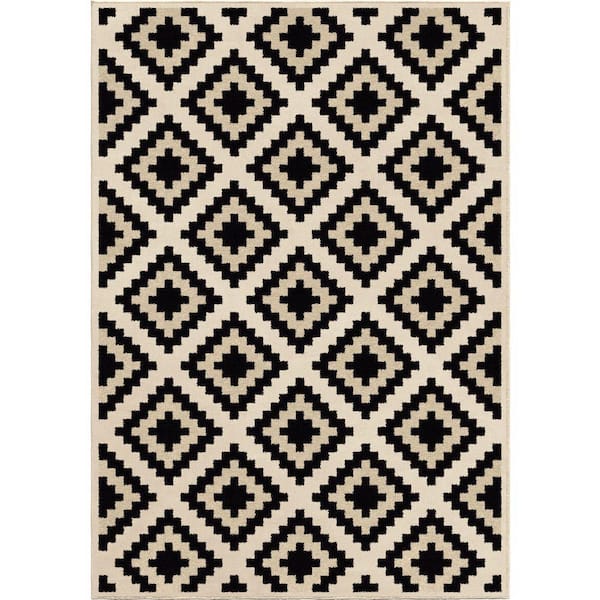 Orian Rugs Carres Ivory 5 ft. x 8 ft. Indoor Area Rug