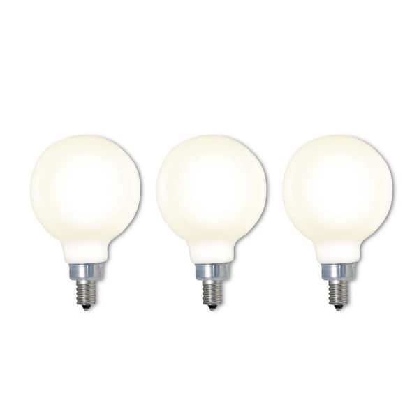 40-Watt G16 Milky Dimmable (E12) Candelabra Screw Base Decorative Filament Milky LED Light Bulb, 2700K(3-Pack)
