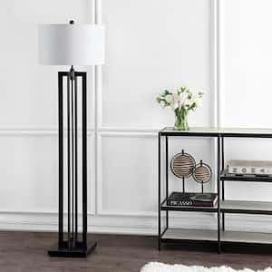 Tanya Tower 58.5 in. Black Floor Lamp with Off-White Shade
