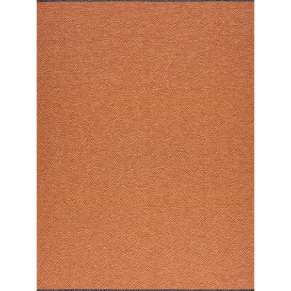 Alma Orange 5 ft. x 7 ft. Diamond Machine Washable Indoor Area Rug