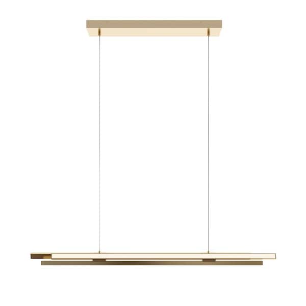 Indra 40-Watt 3-Light Satin Brass Integrated LED Pendant Light with Metal Shade