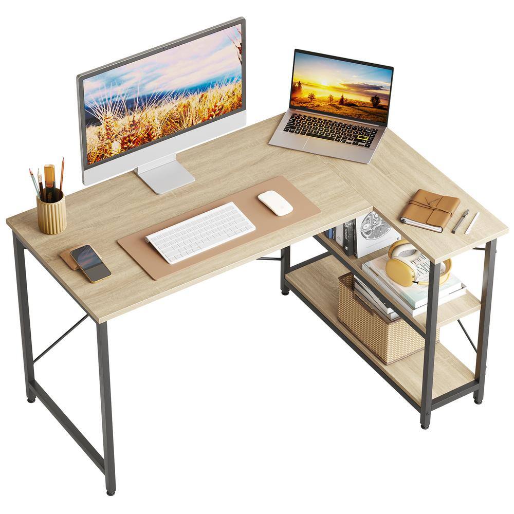 Bestier 47 Inch Small L-Shaped Computer Desk with Storage Shelves ...