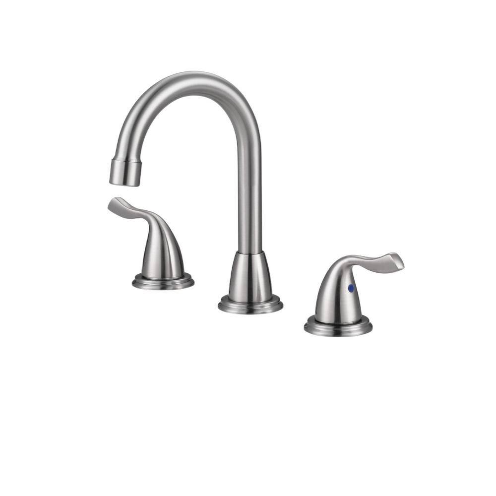 ALEASHA 8 in. Widespread Double Handle Bathroom Sink Faucet in Brushed