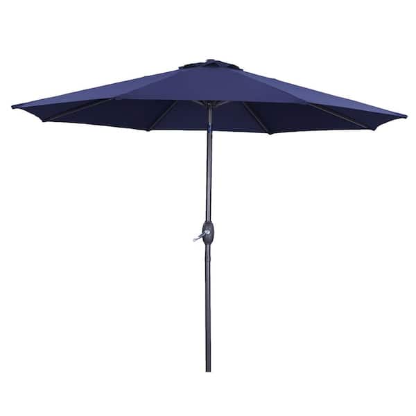 Inner Decor Seymo 9 ft. Steel Market Tilt Patio Umbrella in Navy Blue without Base