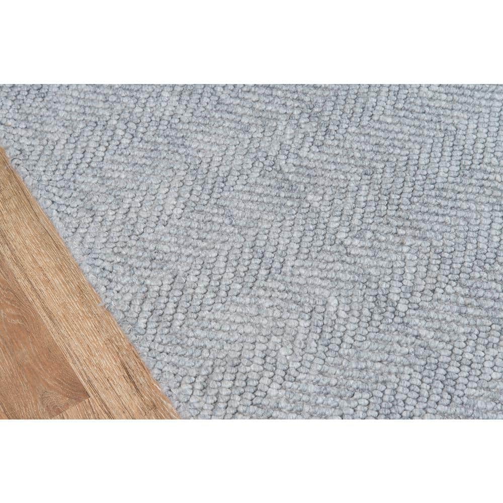 Gray Handwoven Wool and Synthetic Herringbone Area Rug