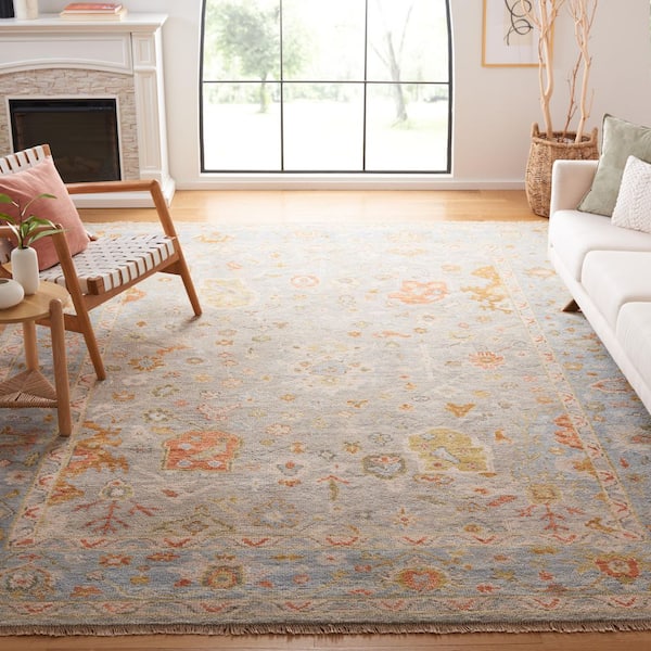 Samarkand 6 ft. x 9 ft. Blue/Gray Ornate Border Area Rug