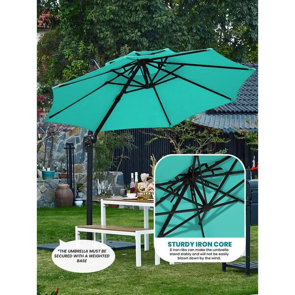 black and white striped patio umbrellas Pagoda Round Black & Natural White Stripe Outdoor Umbrella with White Pole