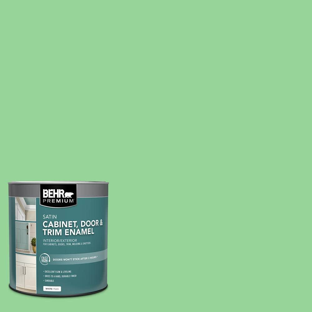 BEHR PREMIUM 1 qt. #P390-4 Young Green Satin Enamel Interior/Exterior  Cabinet, Door & Trim Paint 752004 - The Home Depot