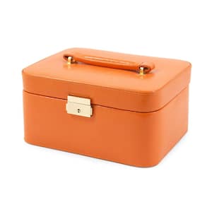 Orange "Lizard" Debossed Leather Jewelry Box