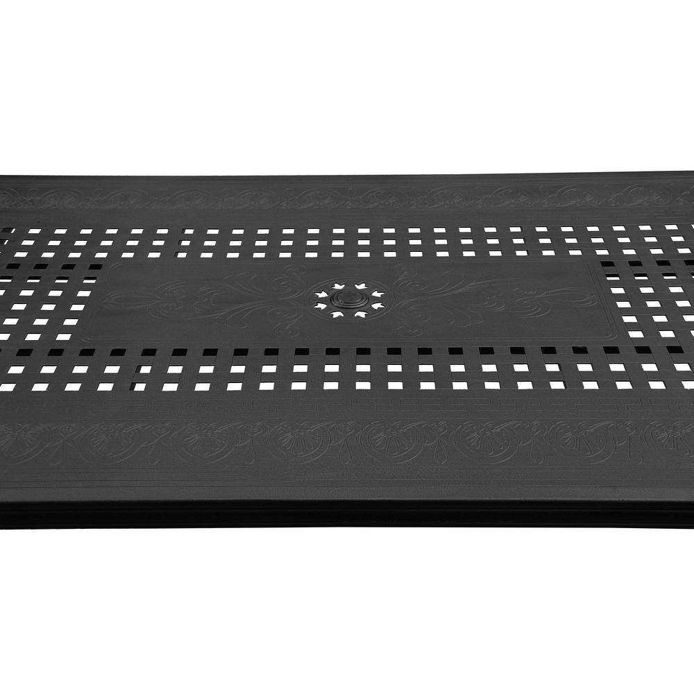 Black Aluminum 95" Rectangular Outdoor Patio Dining Set with 8 Chairs
