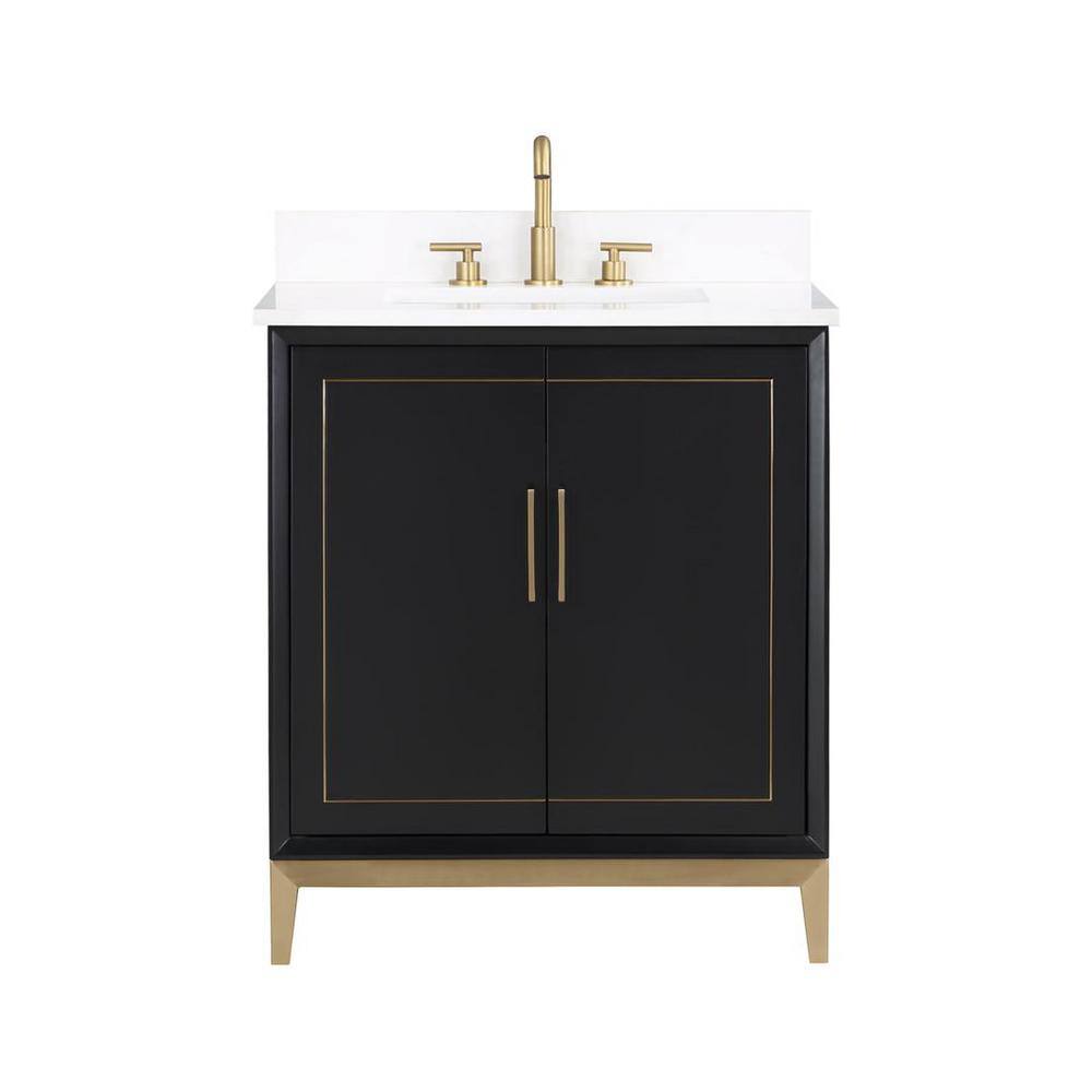 Gracie Midnight Black Single Bathroom Vanity with White Quartz Top