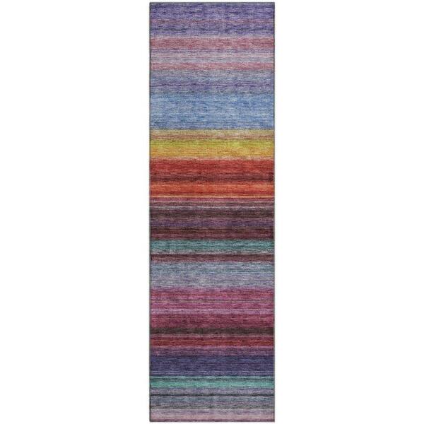 Mayfield Premium Machine Washable Abstract AMF979 Lavender 2 ft. 3 in. x 7 ft. 6 in. Runner Rug