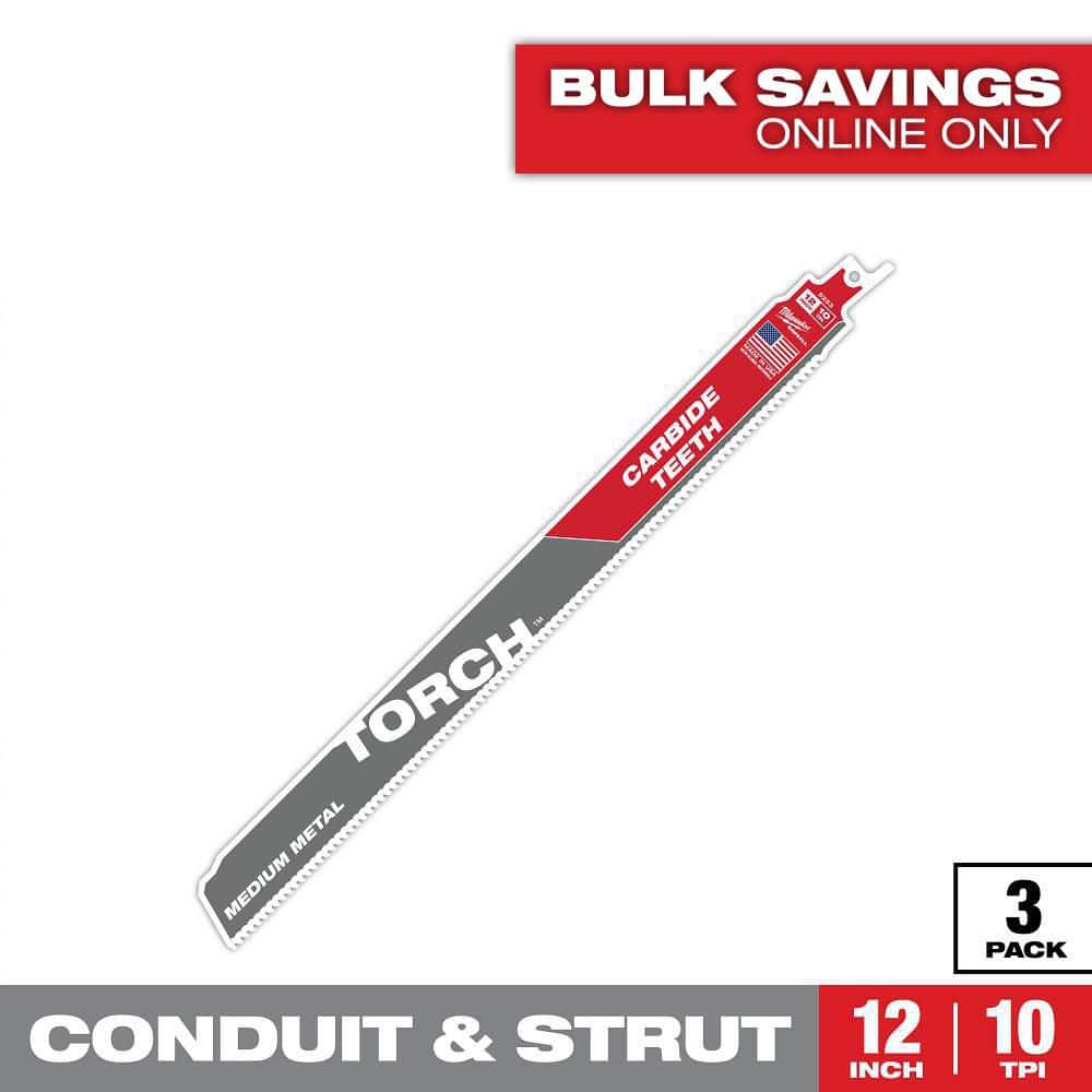 Milwaukee 12 in. 10 TPI Carbide Medium Metal Cutting Sawzall