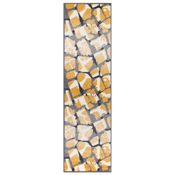 World Rug Gallery Contemporary Abstract Design Yellow 2 ft. x 7 ft. Area Rug