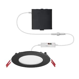 Ultra Slim Integrated LED 4 in Round Adj Color Temp Canless Recessed Light for Kitchen Bath Living rooms, Matte Black