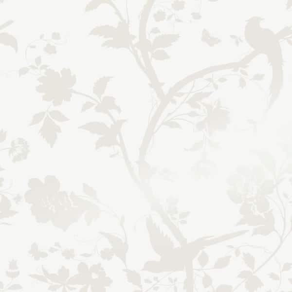 Laura Ashley Oriental Garden Pearlescent White Unpasted Removable Strippable Wallpaper