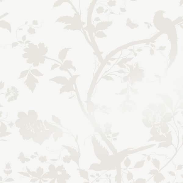 Laura Ashley Oriental Garden Pearlescent White Unpasted Removable Wallpaper Sample