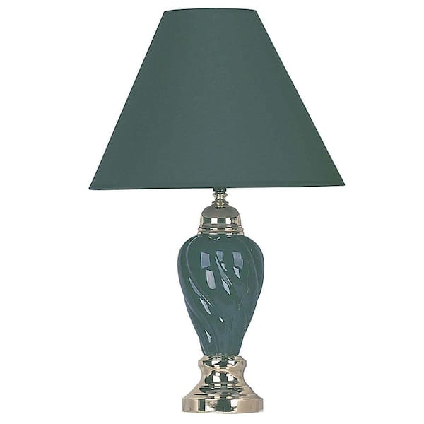 ORE International 22 in. Ceramic Green Table Lamp
