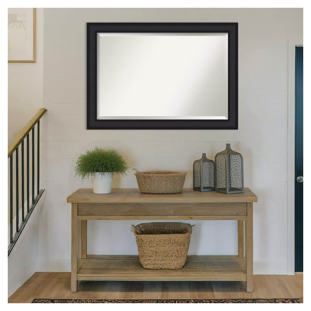 Oliver Black 41.25 in. x 29.25 in. Beveled Modern Rectangle Wood Framed Wall Mirror price history on PriceWatchPro