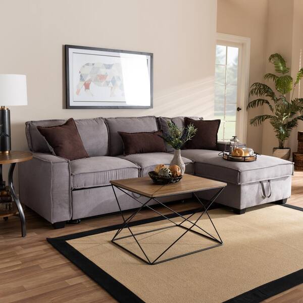 Baxton Studio Emile 93 7 In Gray, Diy Twin Bed Sectional Couch