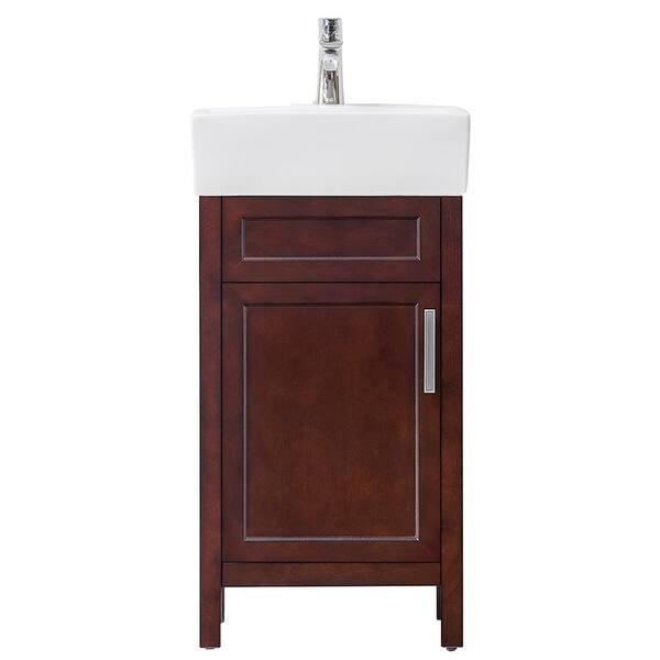 Photo 1 of Arvesen 18 in. W x 12 in. D Vanity in Tobacco with Ceramic Vanity Top in White with White Sink