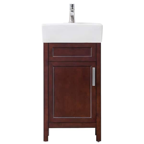 Arvesen 18 in. Single Sink Tobacco Bath Vanity with White Ceramic Top (Assembled)