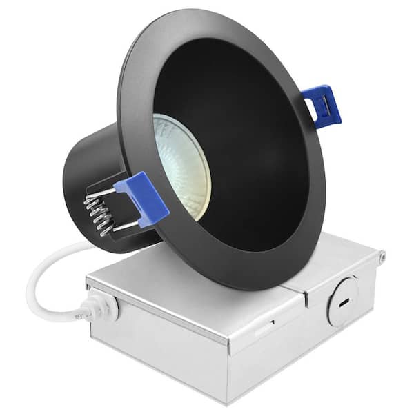 4 in. Integrated LED Recessed Light J-Box 12W 5CCT 960LM Dimmable Canless Downlight Wet Rated IC Rated ETL Black