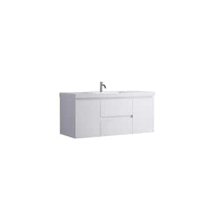 VSA 48 in. W x 19.75 in. D x 21.75 in. H Wall Mounted Bath Vanity  in White with Resin top