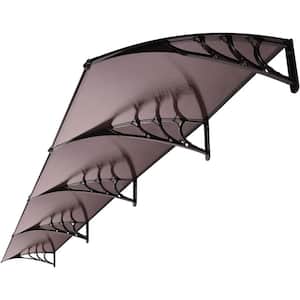 13 ft. Polycarbonate Window Door Fixed Awning (11 in. H x 38 in. D) in Brown and Black Bracket