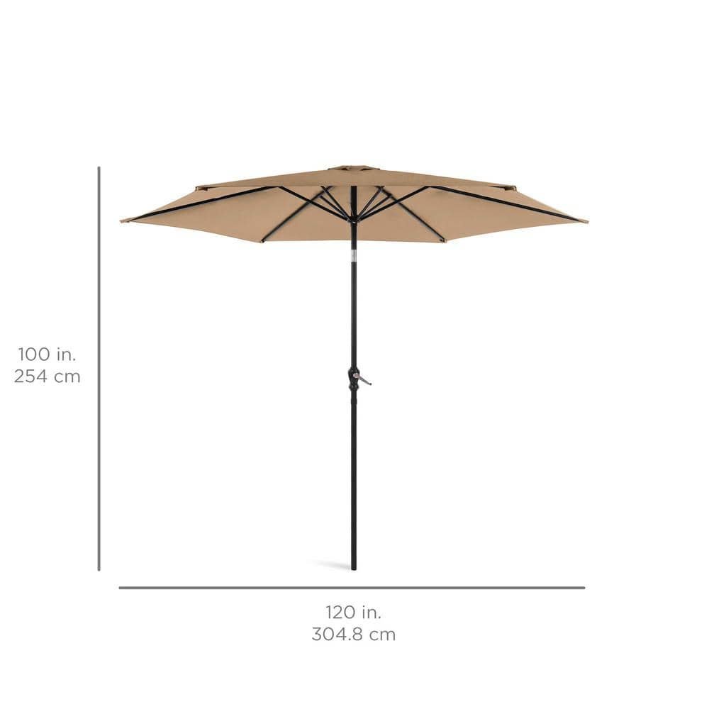 Sunset Bliss 10ft Tan Outdoor Market Patio Umbrella with Steel Frame